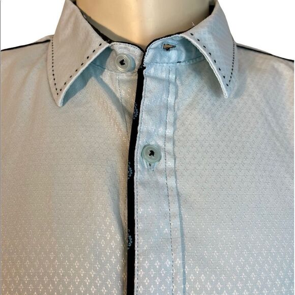 Tuvia Men’s Mint Green and Navy Dress Shirt Size XL - Picture 2 of 6